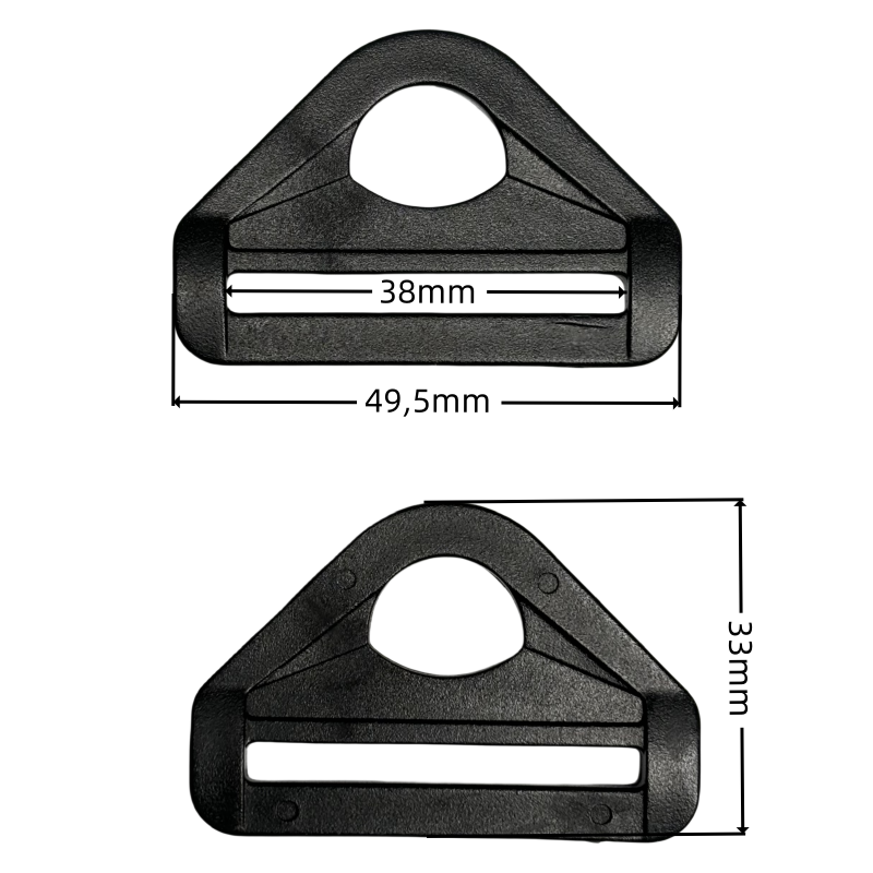 Anneaux demi-rond avec barre en plastique noir - 38mm