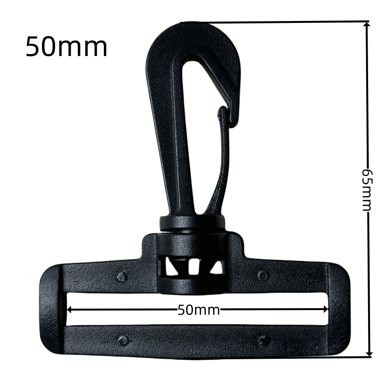 Mousquetons en plastique noir - 15mm / 20mm / 25mm / 32mm / 38mm / 50mm