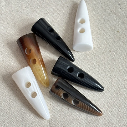 Boutons à Bascule en Corne de bœuf en résine avec 2 Trous - 1 pièce