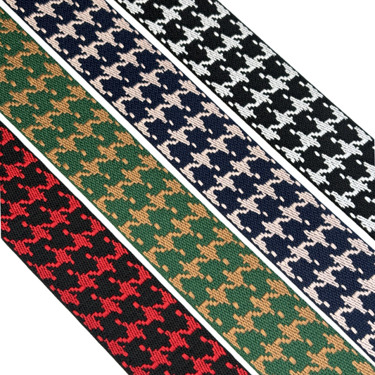 Sangle jacquard double face pied de poule - Épaisseur 1,8mm - 38mm