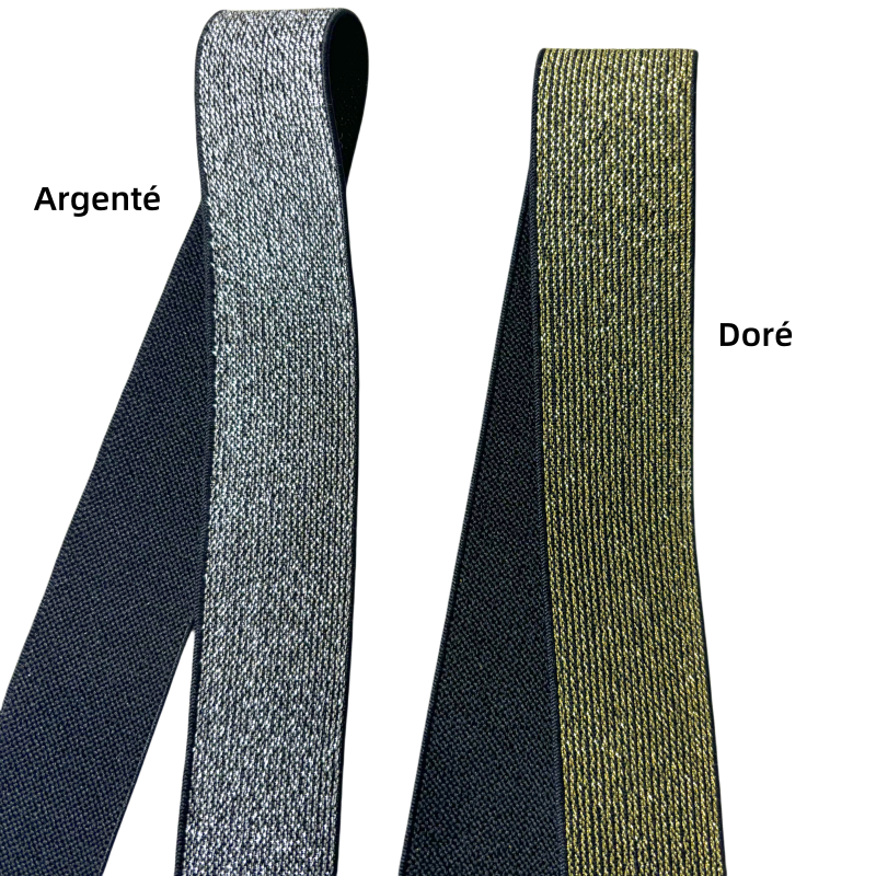 Élastiques à coudre - 50mm de largeur - Doré / Argenté