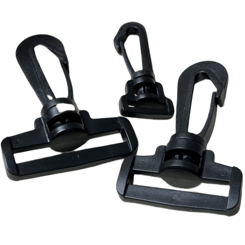Mousquetons en plastique noir - 15mm / 20mm / 25mm / 32mm / 38mm / 50mm