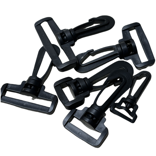 Mousquetons en plastique noir - 15mm / 20mm / 25mm / 32mm / 38mm / 50mm