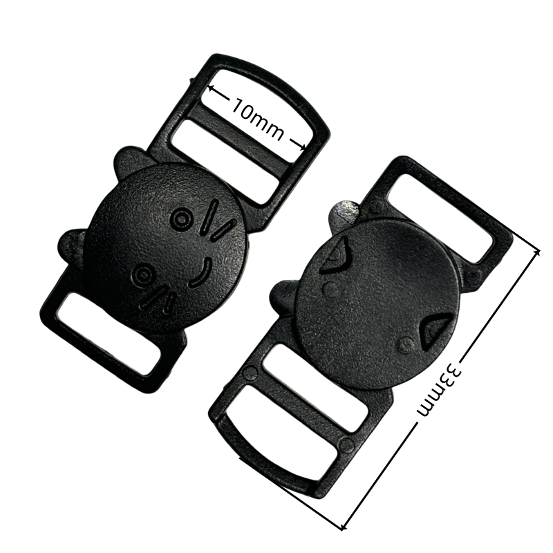 Boucles clip avec motif chat en plastique noir - 10mm