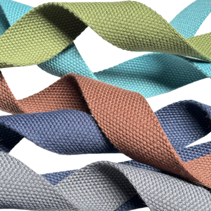Sangles en coton polyester de couleur unie - Épaisseur 2mm - 25mm / 32mm / 38mm