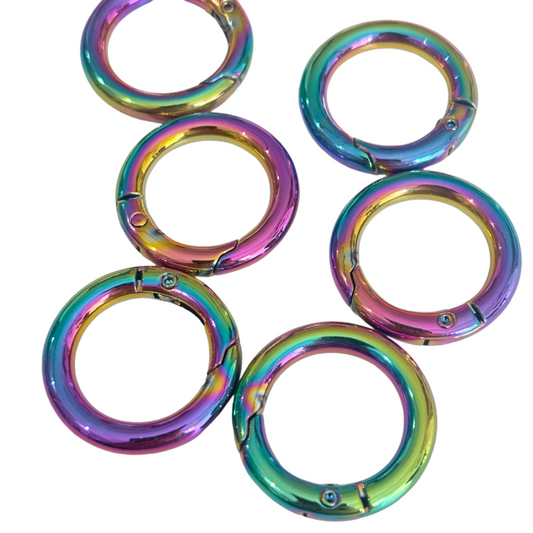 Boucles mousqueton Rond à Ressort en Alliage de Zinc  - Iridescent - 19mm