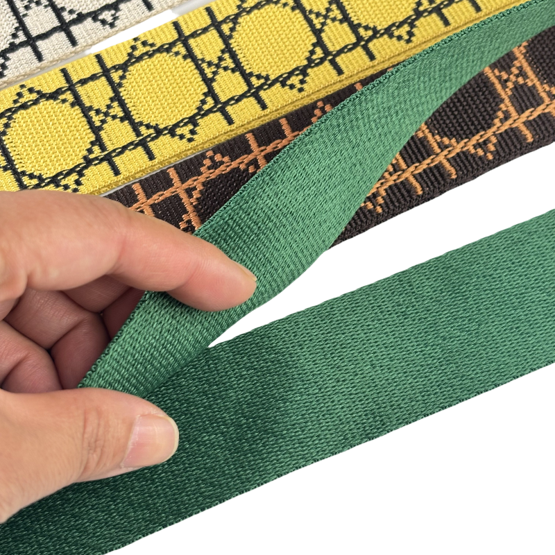 Bandoulières réglable pour sac - jacquard losanges graphiques - Noir et crème - 38mm