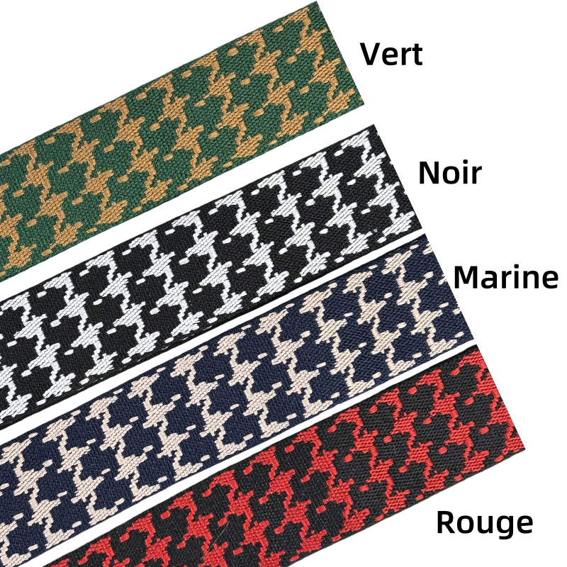 Bandoulières réglable pour sac - jacquard double fac pied de poule - 38mm