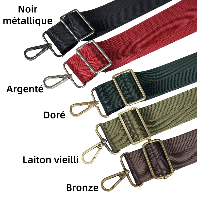 Bandoulières réglable pour sac - à chevrons de couleur unie- 38mm