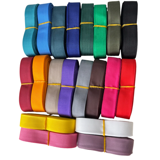Lot de 20×10M de rubans de biais en polypropylène coloré - 23mm