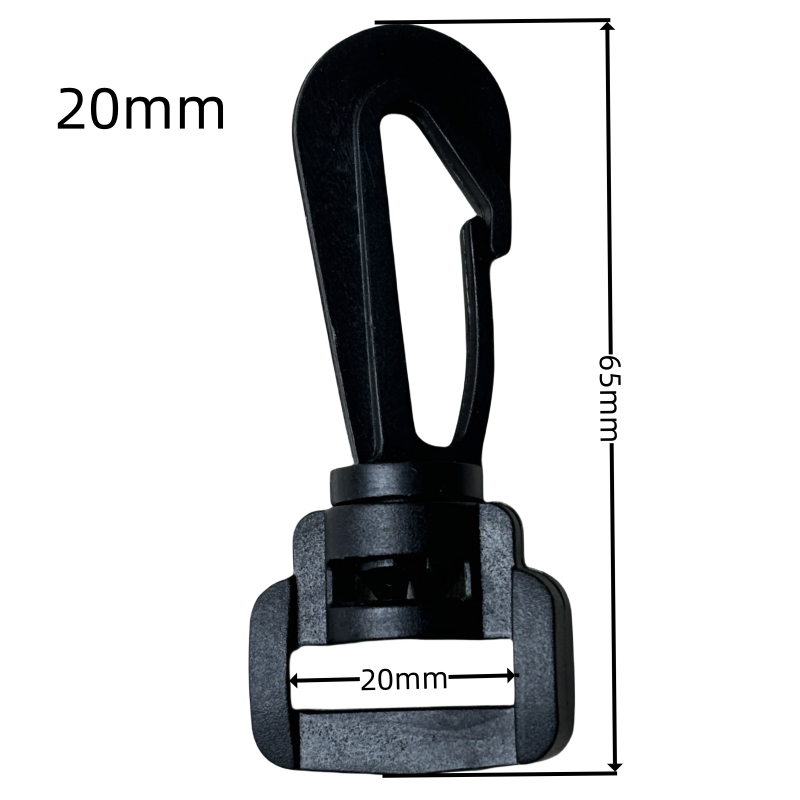 Mousquetons en plastique noir - 15mm / 20mm / 25mm / 32mm / 38mm / 50mm