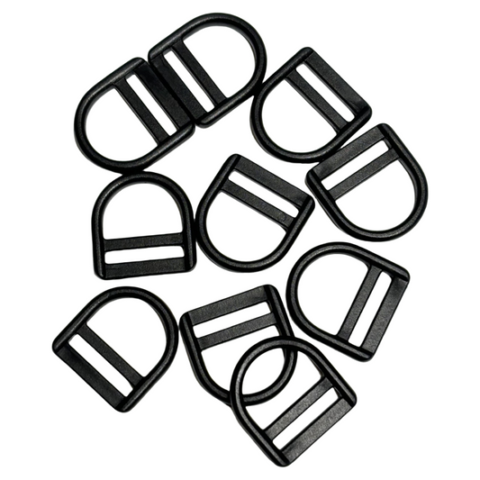 Anneaux demi-rond avec barre en plastique noir - 20mm