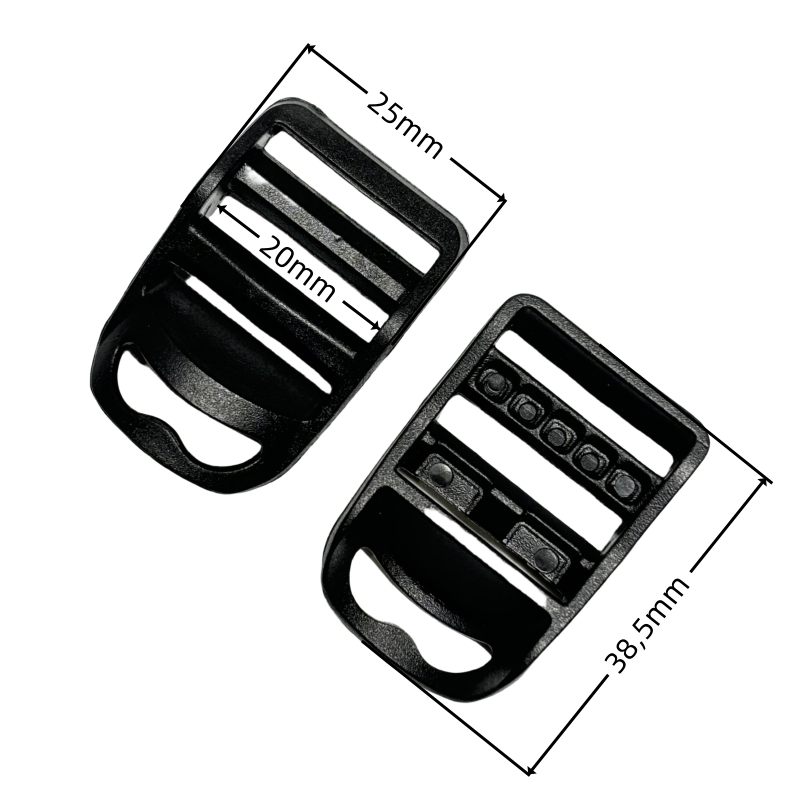 Boucles de serrage en plastique noir - 20mm