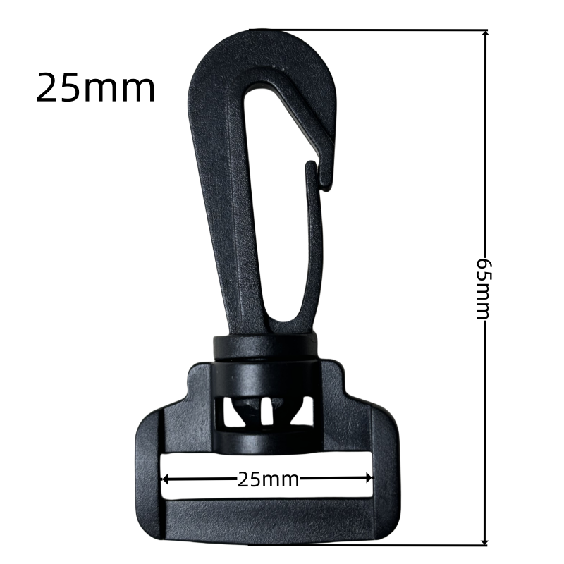 Mousquetons en plastique noir - 15mm / 20mm / 25mm / 32mm / 38mm / 50mm
