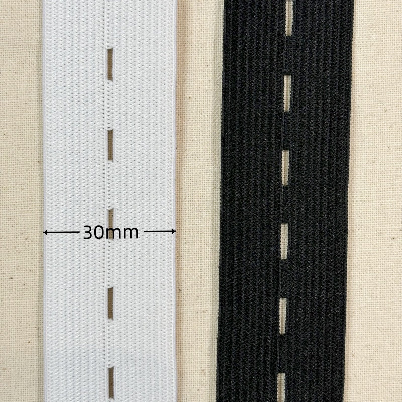 30mm de largeur - 10 mètres de Bobine élastiques réglables à boutonnière avec 40 boutons en résine