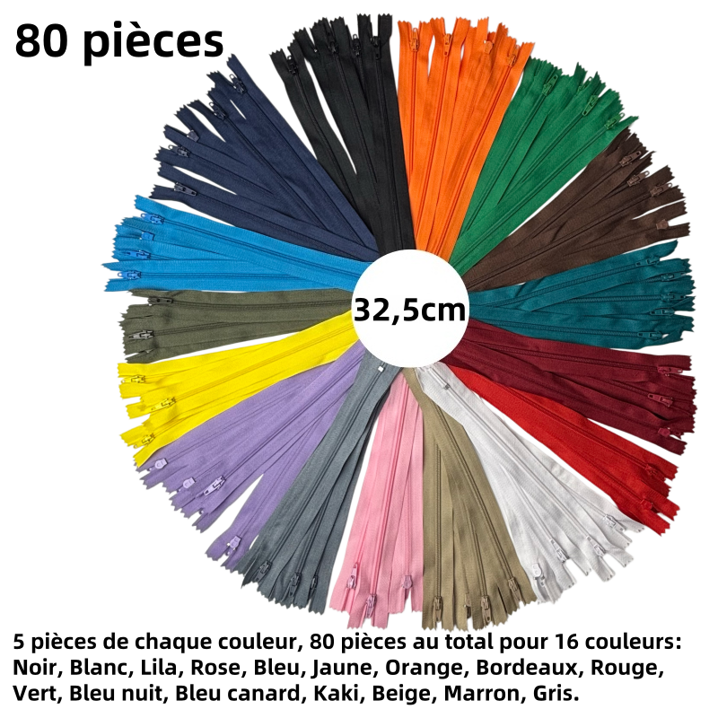 Fermetures éclair fermée colorée pour la couture - N°3 - 32,5cm