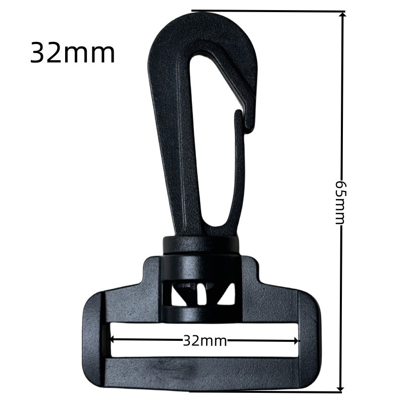 Mousquetons en plastique noir - 15mm / 20mm / 25mm / 32mm / 38mm / 50mm