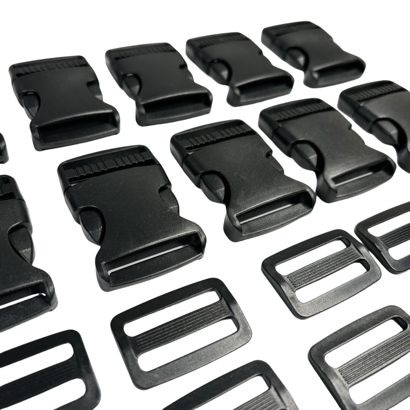 Set de Boucle clip et boucle d'échelle en plastique noir - 32mm