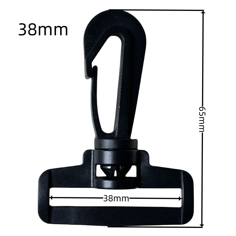 Mousquetons en plastique noir - 15mm / 20mm / 25mm / 32mm / 38mm / 50mm