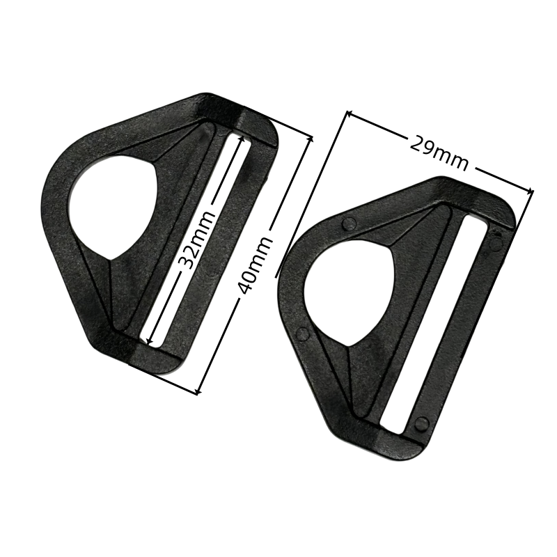 Anneaux demi-rond avec barre en plastique noir - 32mm