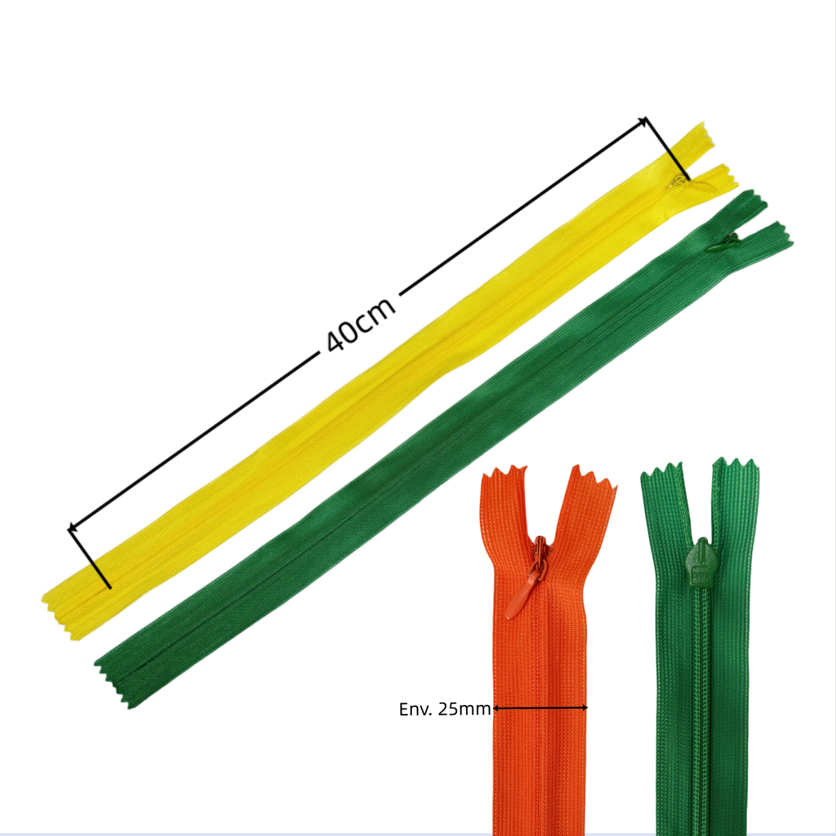 Fermetures éclair invisible fermée colorée zip en nylon pour couture - N°3 - 40cm