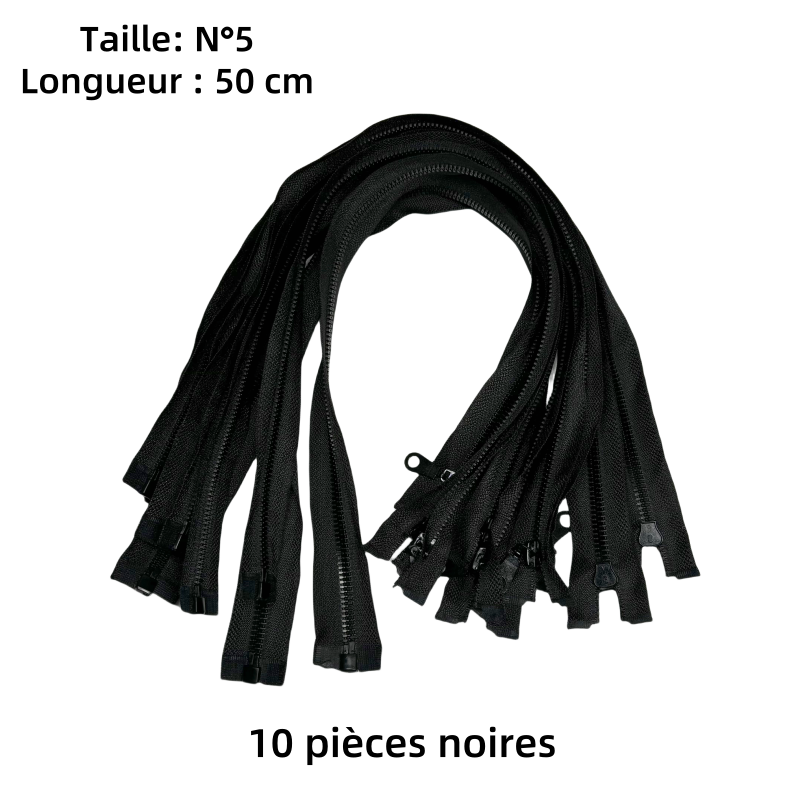 Fermetures éclair en résine Séparable zip - N°5 - 50cm