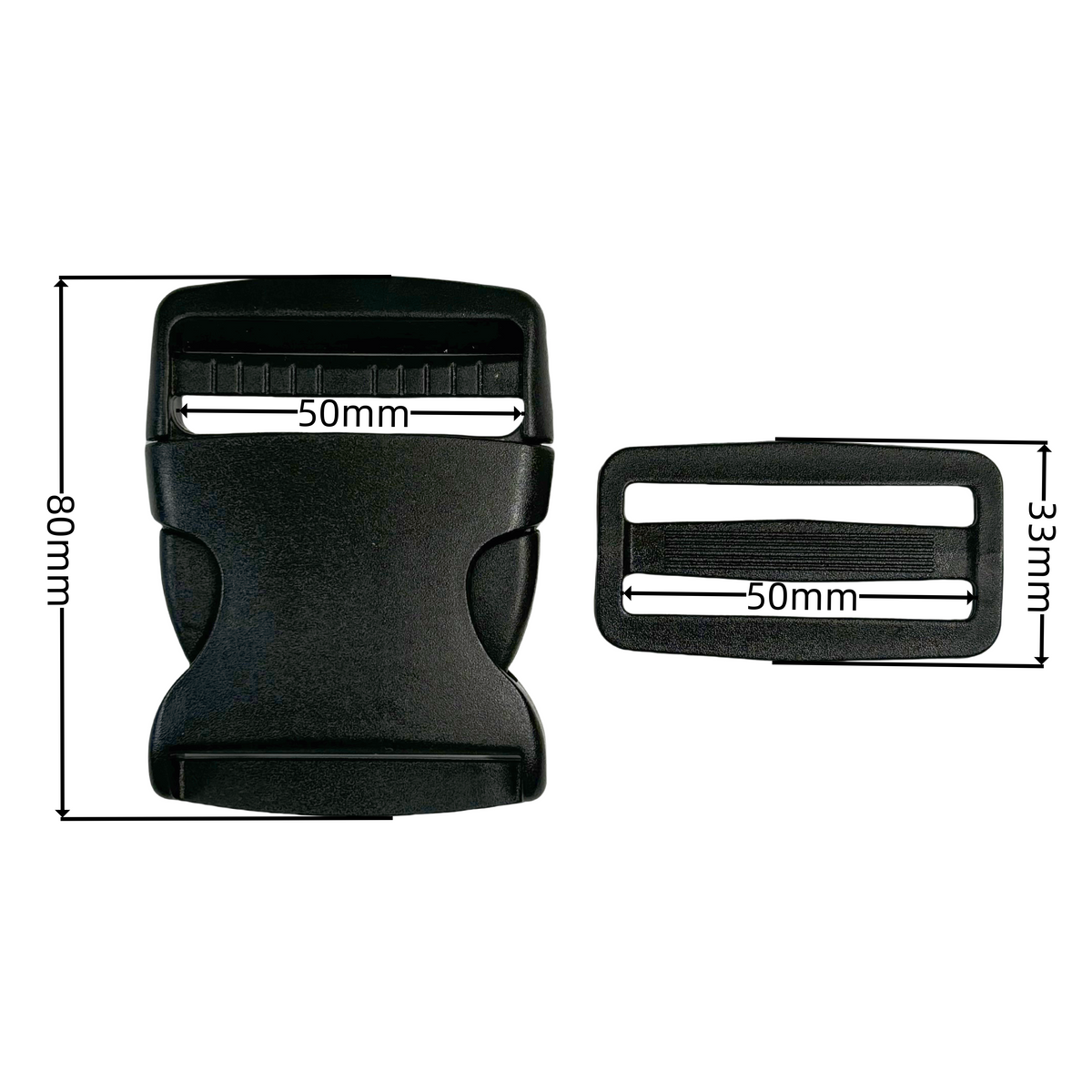 Set de Boucle clip et boucle d'échelle en plastique noir - 50mm