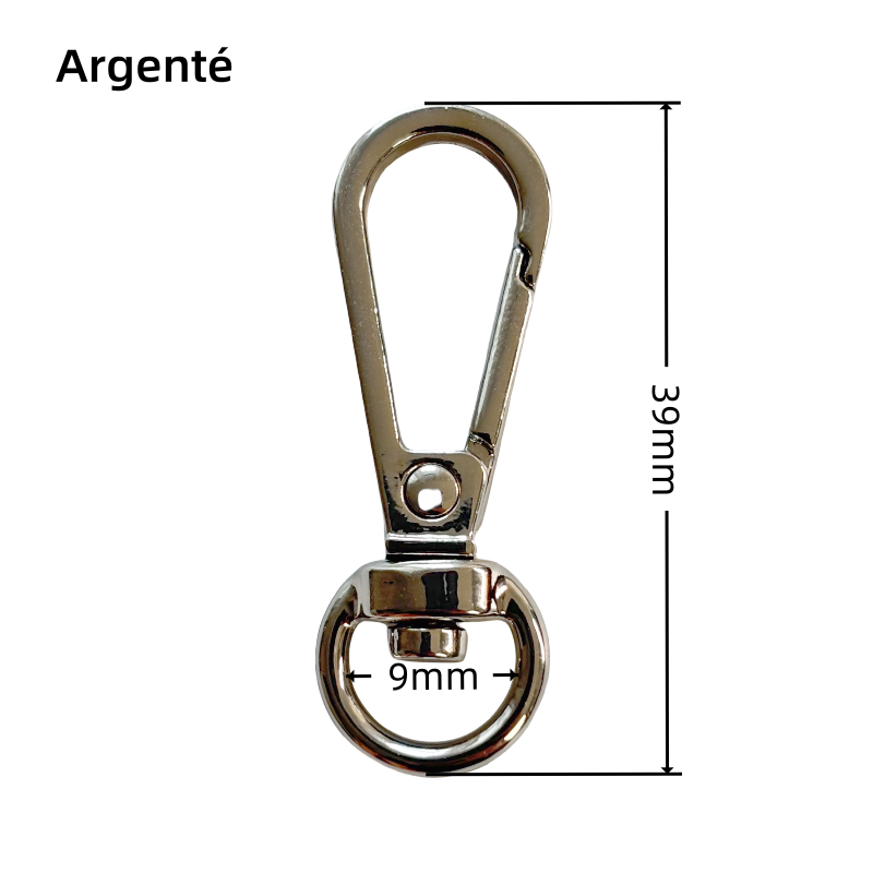 Mousquetons en métal - rond - 9mm