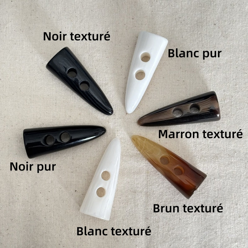 Boutons à Bascule en Corne de bœuf en résine avec 2 Trous - 1 pièce