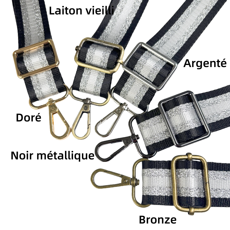 Bandoulières Réglable pour sac - Rayée Brillante - 32mm