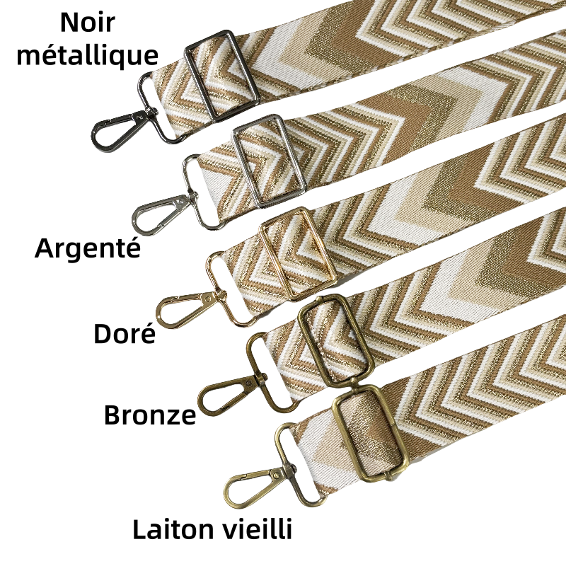 Bandoulières réglable pour sac - jacquard à motif de flèches - 38mm