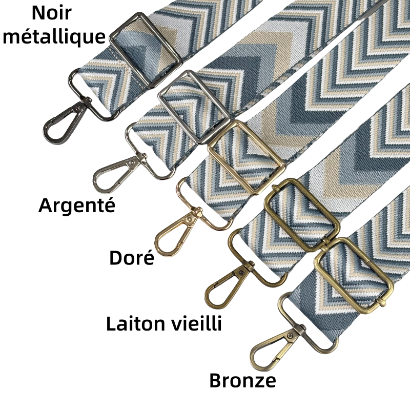 Bandoulières réglable pour sac - jacquard à motif de flèches - 38mm