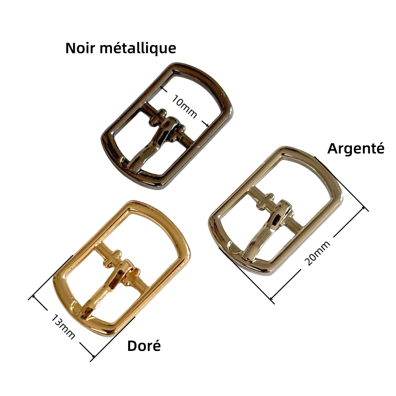 Boucles de barre centrale rectangulaire - Boucle réglable de chaussures ou ceinture - 10mm