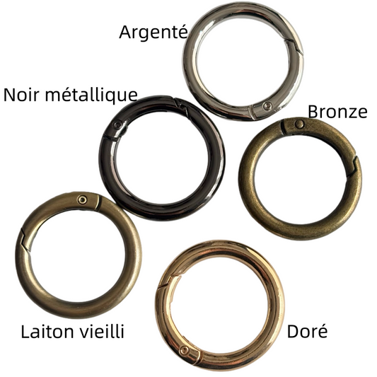 Boucles mousqueton Rond à Ressort en Alliage de Zinc - 25mm