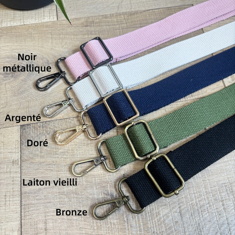 Bandoulières réglable pour sac - en coton polyester de couleur unie - 25mm