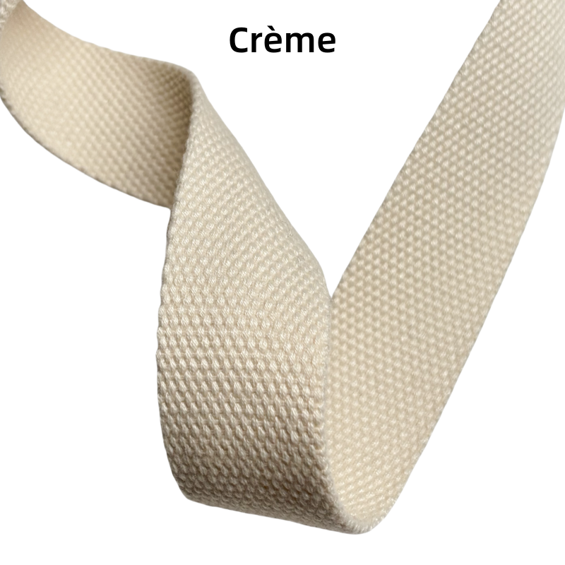 Sangles en coton polyester de couleur unie - Épaisseur 2mm - 25mm / 32mm / 38mm