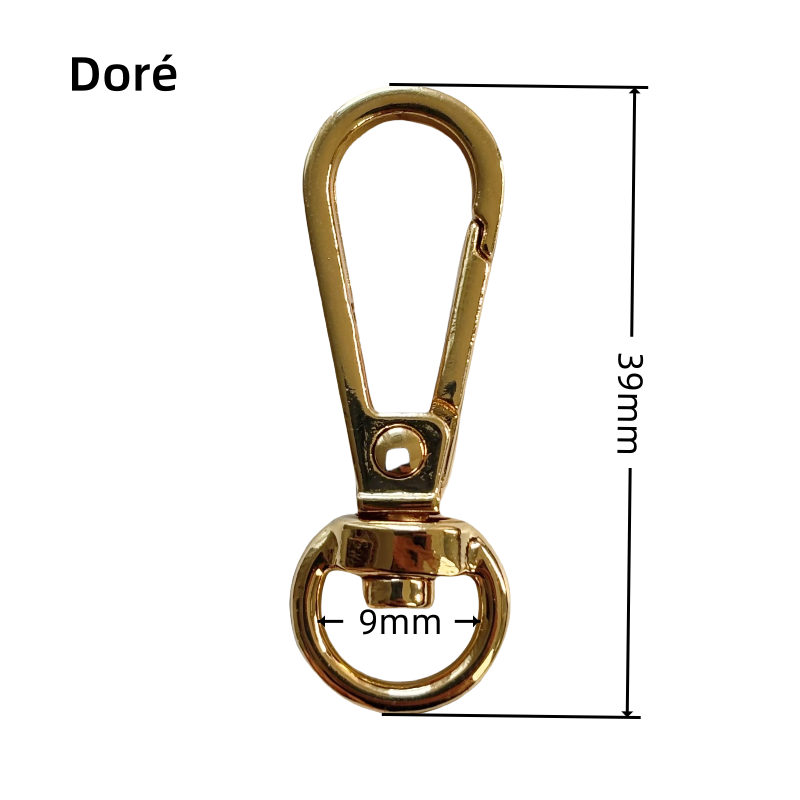 Mousquetons en métal - rond - 9mm