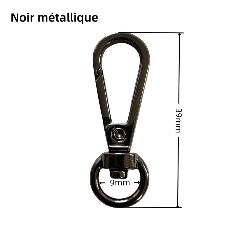 Mousquetons en métal - rond - 9mm