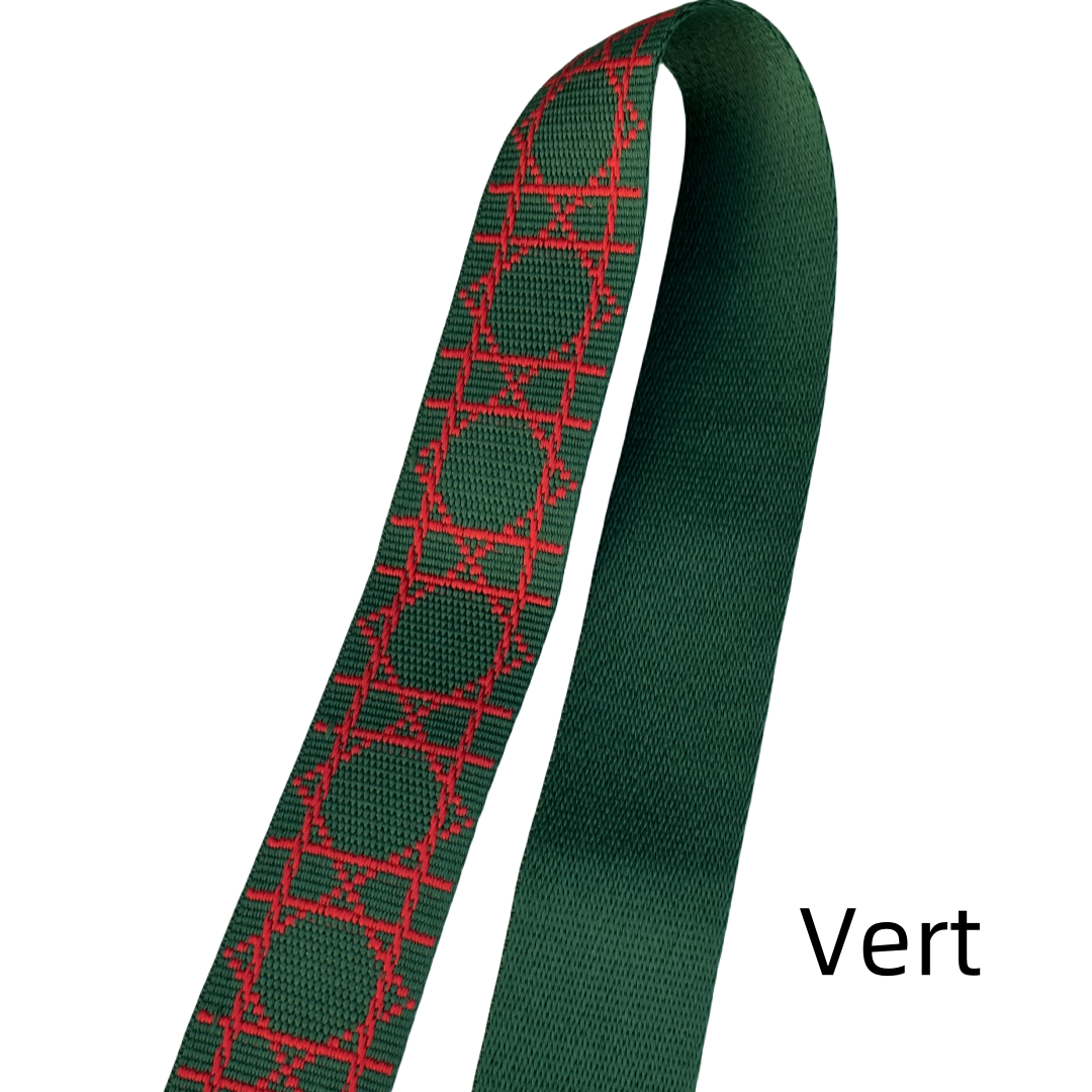 Bandoulières réglable pour sac - jacquard losanges graphiques - Noir et crème - 38mm