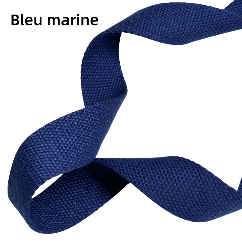 Sangles en coton polyester de couleur unie - Épaisseur 2mm - 25mm / 32mm / 38mm