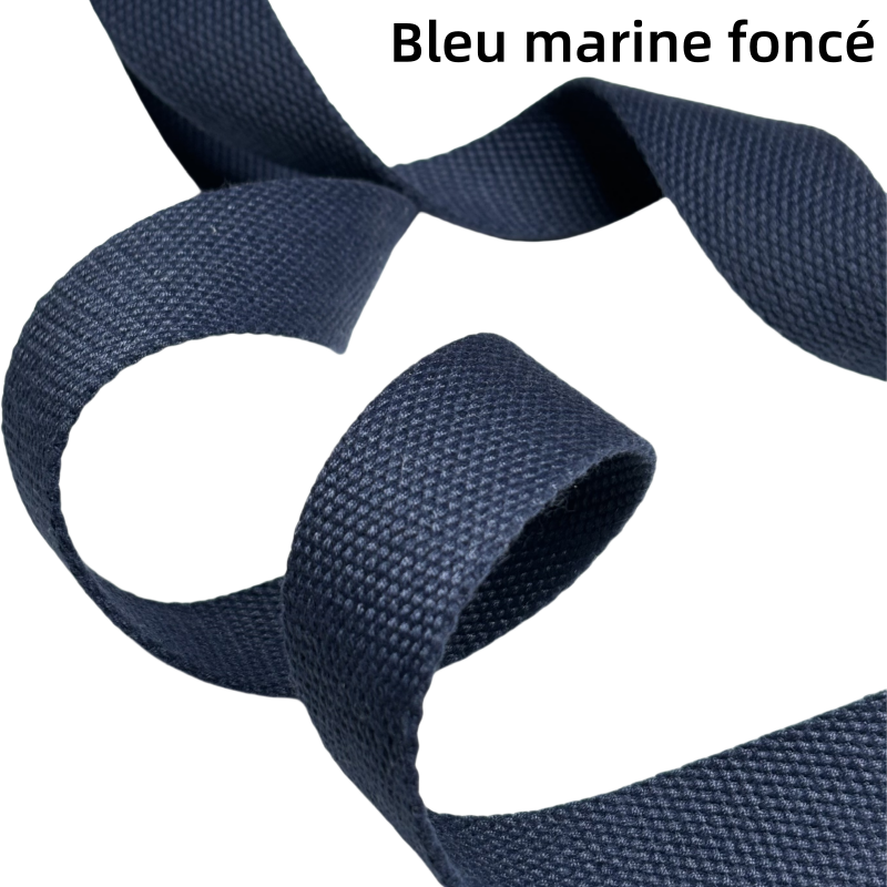 Sangles en coton polyester de couleur unie - Épaisseur 2mm - 25mm / 32mm / 38mm
