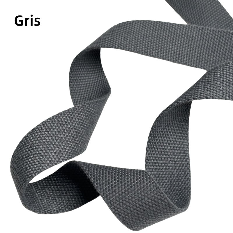 Sangles en coton polyester de couleur unie - Épaisseur 2mm - 25mm / 32mm / 38mm
