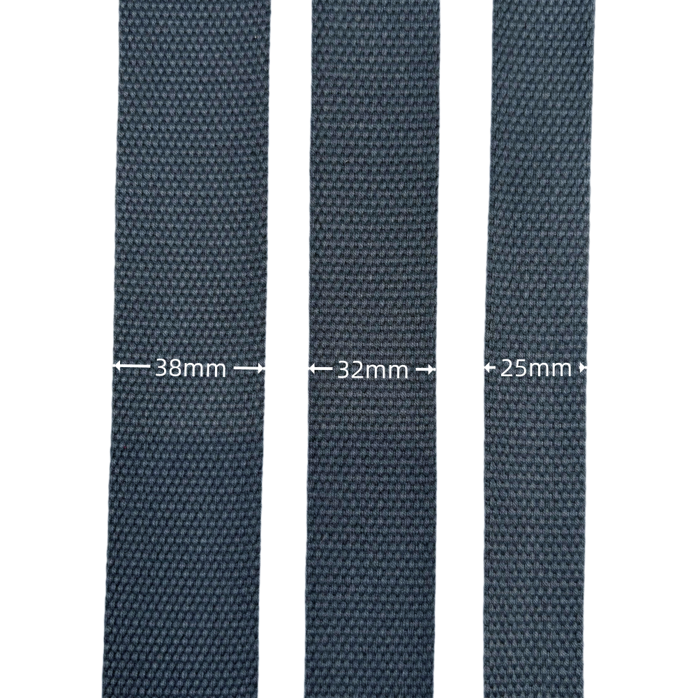 Sangles en coton polyester de couleur unie - Épaisseur 2mm - 25mm / 32mm / 38mm