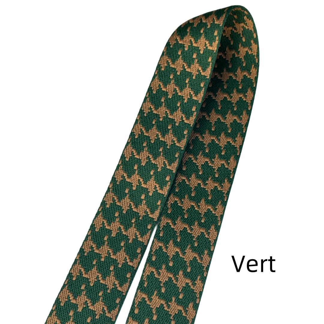 Bandoulières réglable pour sac - jacquard double fac pied de poule - 38mm